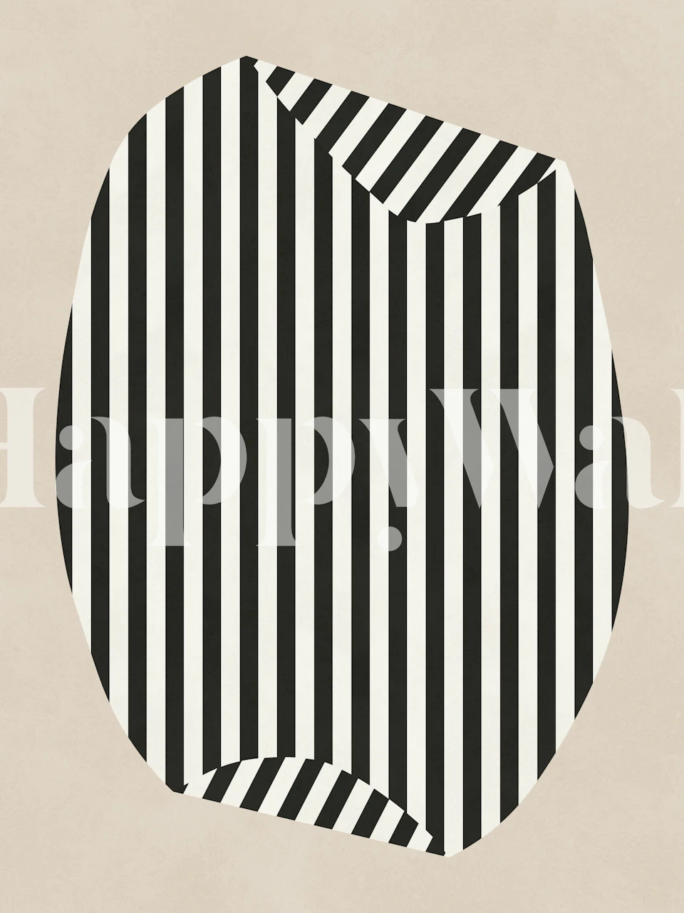 Black and white stripe cube wallpaper in a room