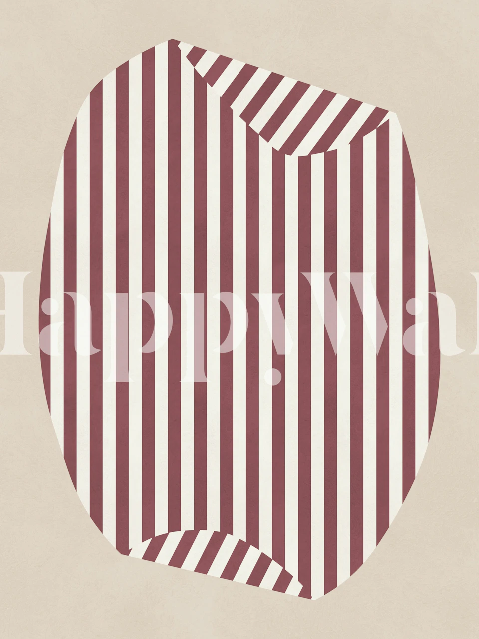 Red and white striped illusion wallpaper in room