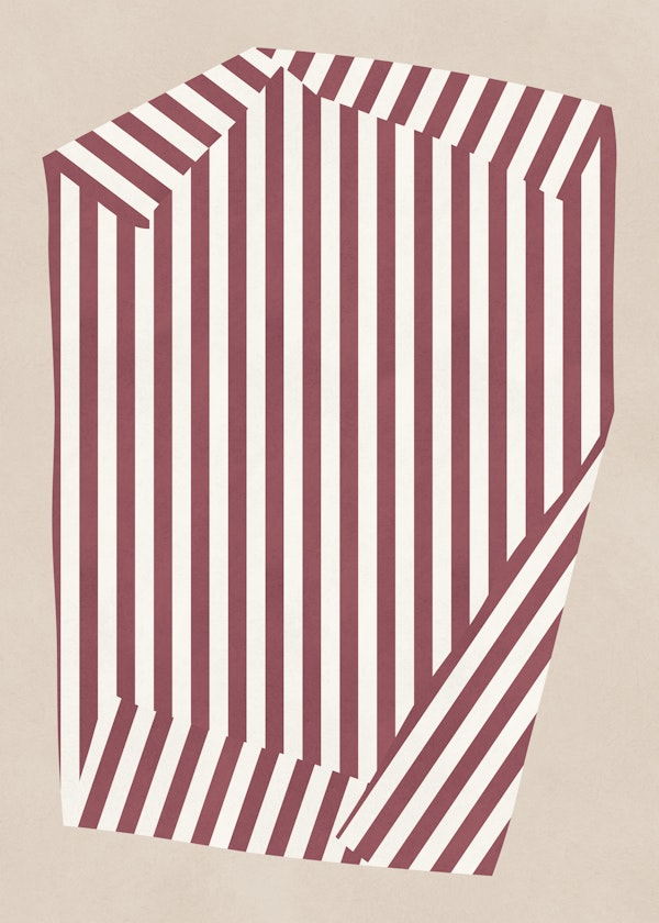 Maroon Stripe Optical Cube
