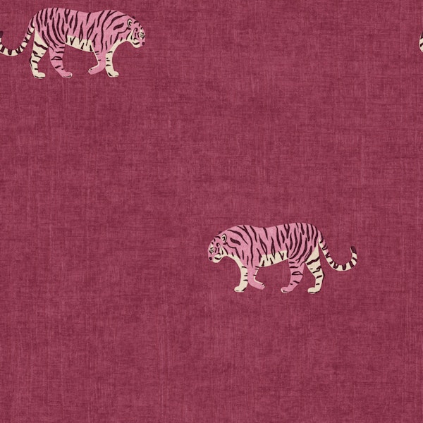 Minimalist Roaming Tigers - Burgundy