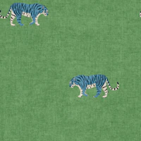 Minimalist Roaming Tiger - Blue and Green tapet