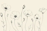 Minimal Poppy Line Art tapetit