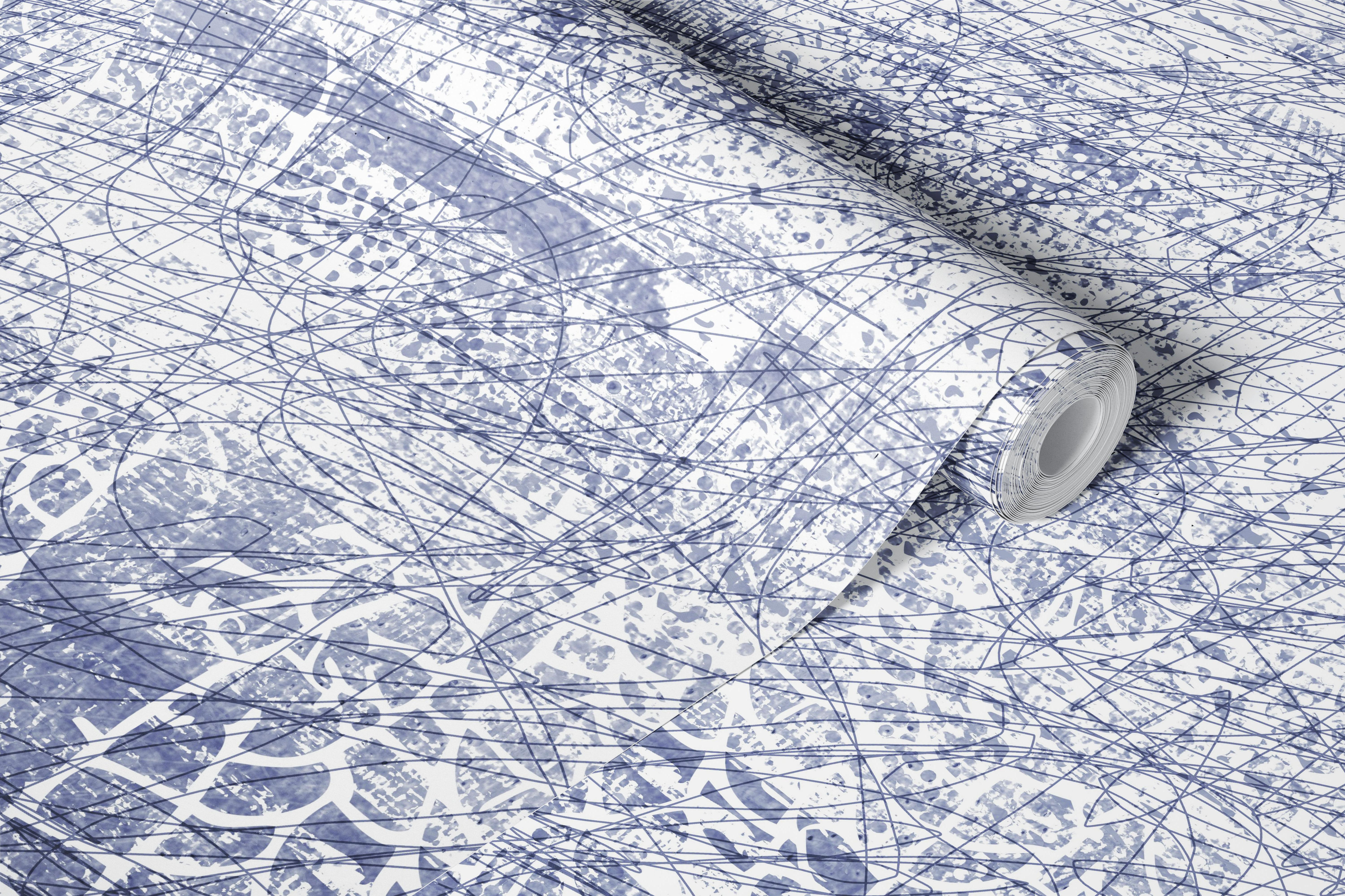 Coastal haze blue abstract wallpaper in a room