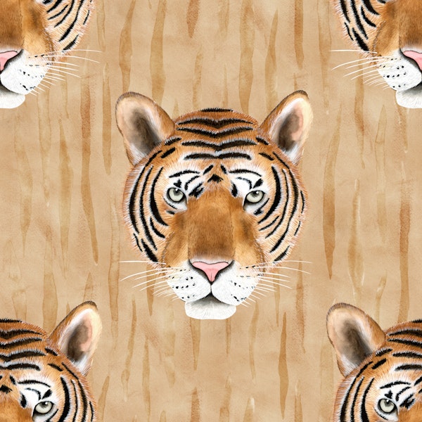 Watercolor Tiger Faces - earth tones