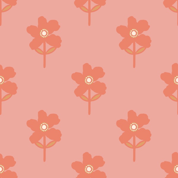 Scandinavian Folk Flowers Pink