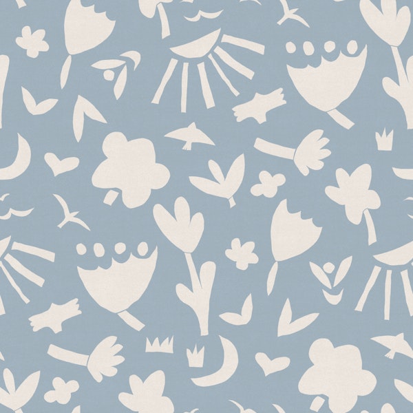 Blue Folk Floral Cutouts