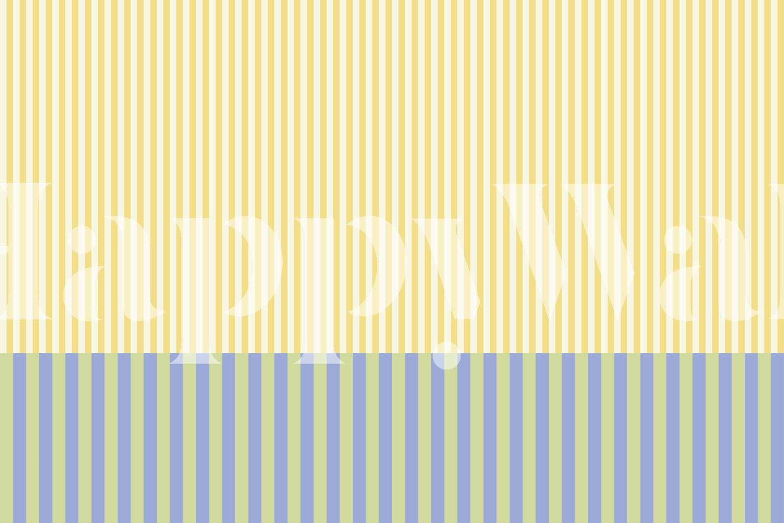 Yellow and blue striped wallpaper in a room
