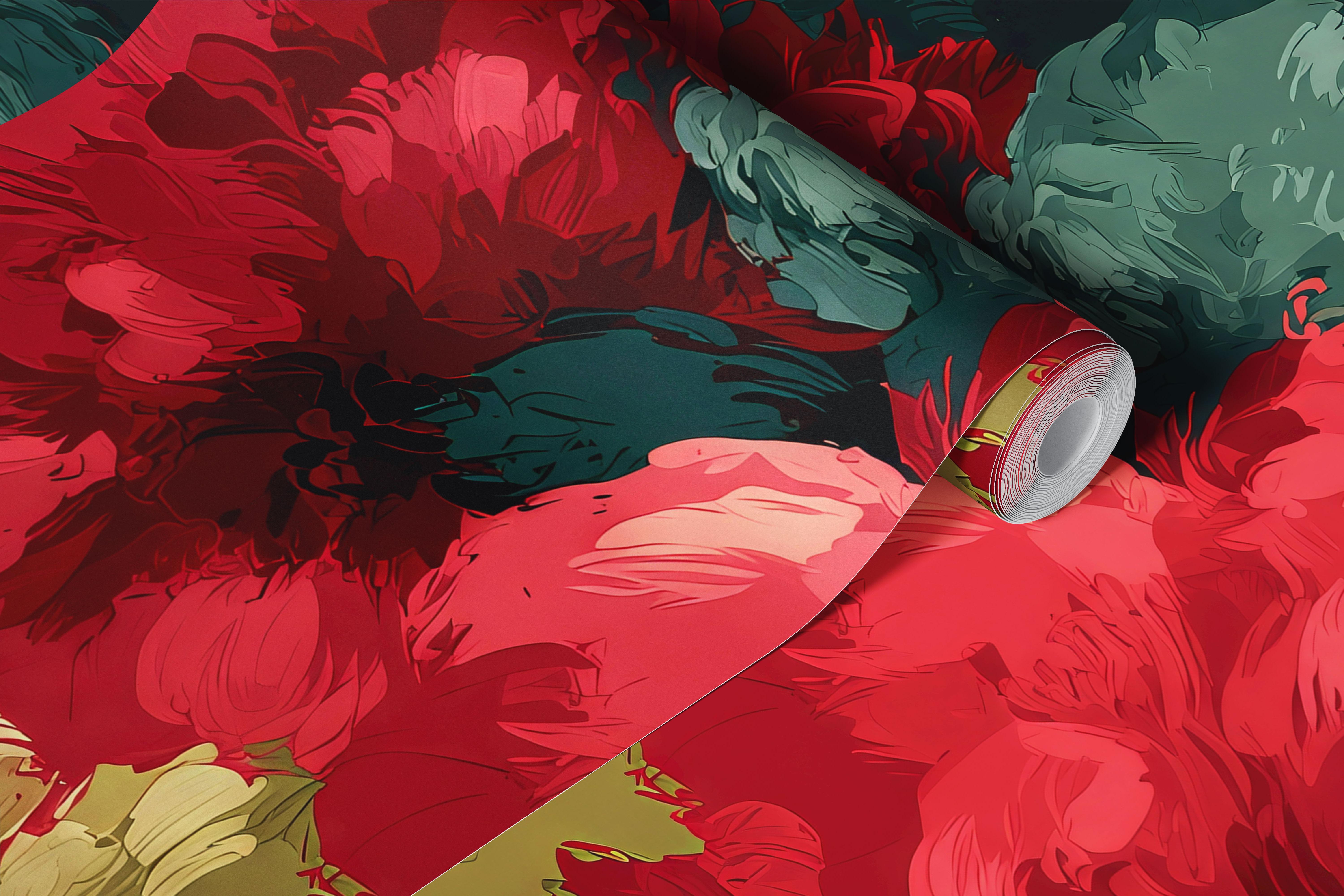 Peony floral wallpaper in a styled room