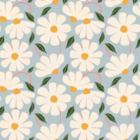 Wild Daisies pattern - blue pink carta da parati
