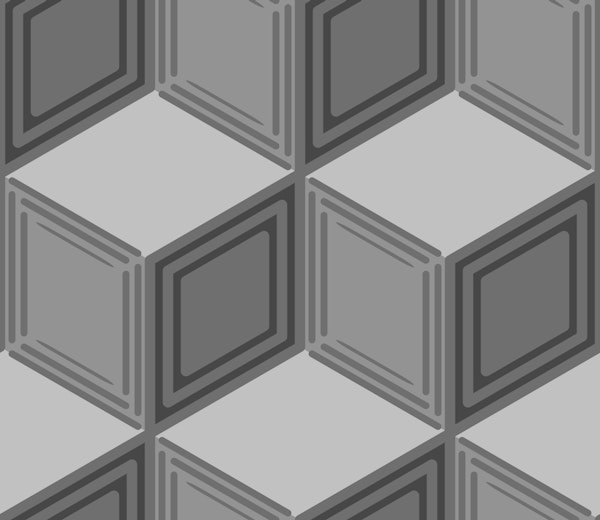 3d Cube Grid Geometric - monochrome grey M