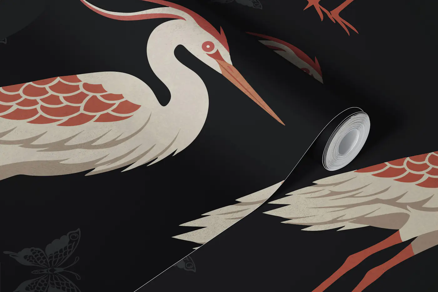 Muted Herons at Night wallpaper roll