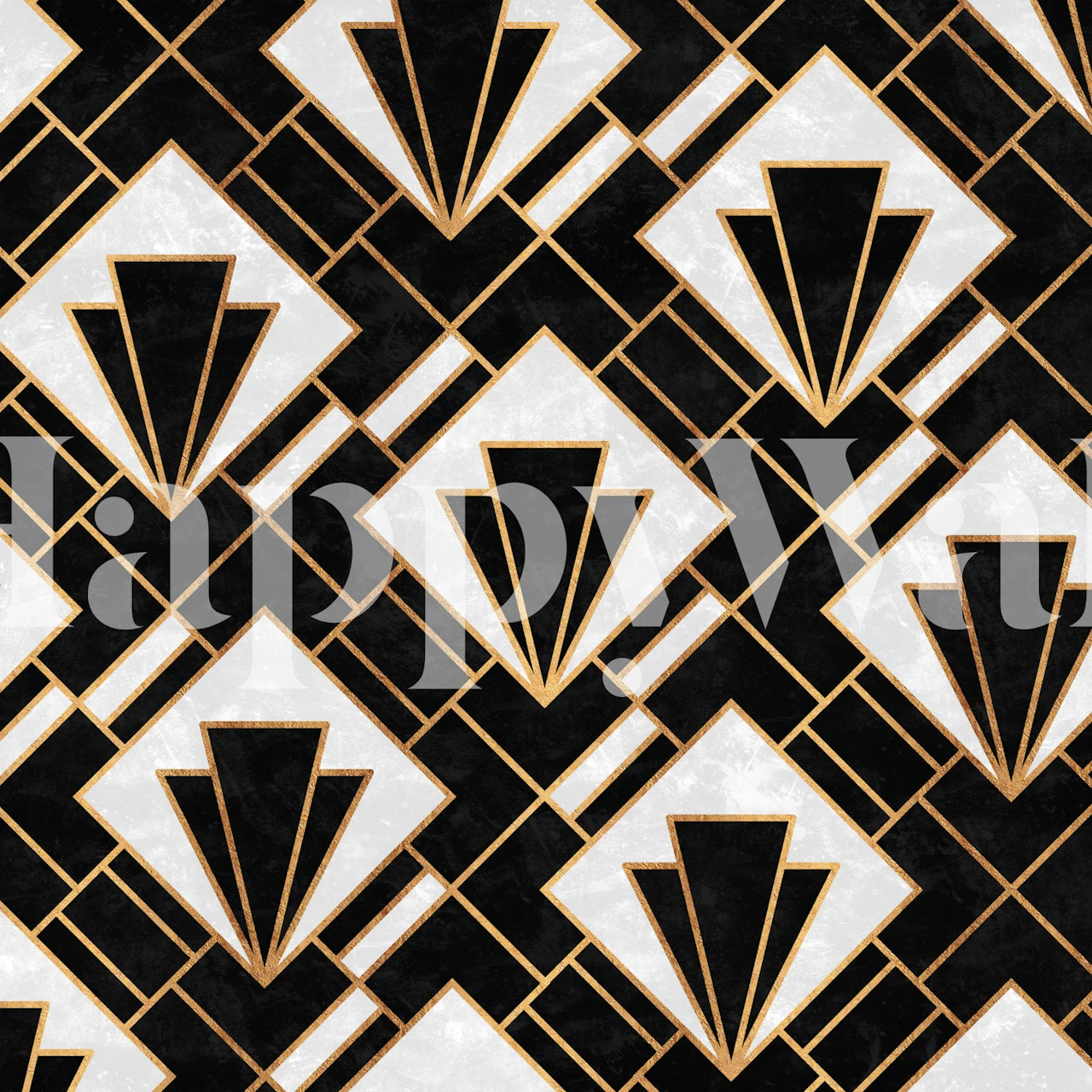 Art Deco black and gold wallpaper in a room