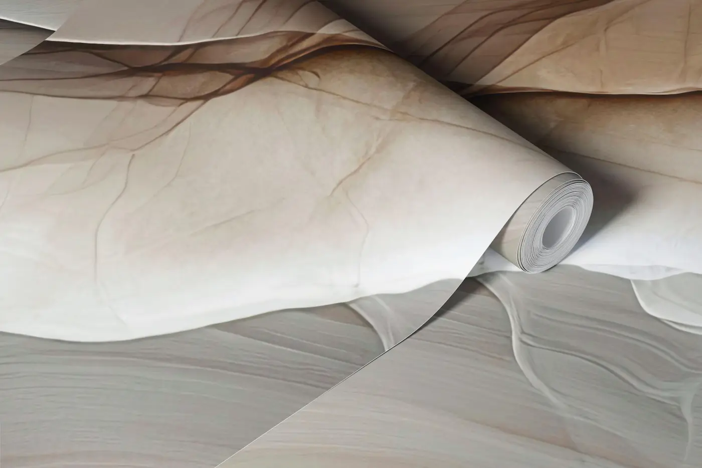 Calm Marbled Stone Wave Ivory Beige wallpaper roll