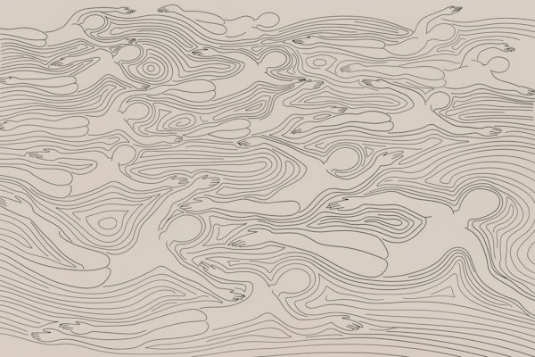 Abstract Swimmers Line Art