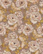 Peonies and Moths in Taupe and Gold Large