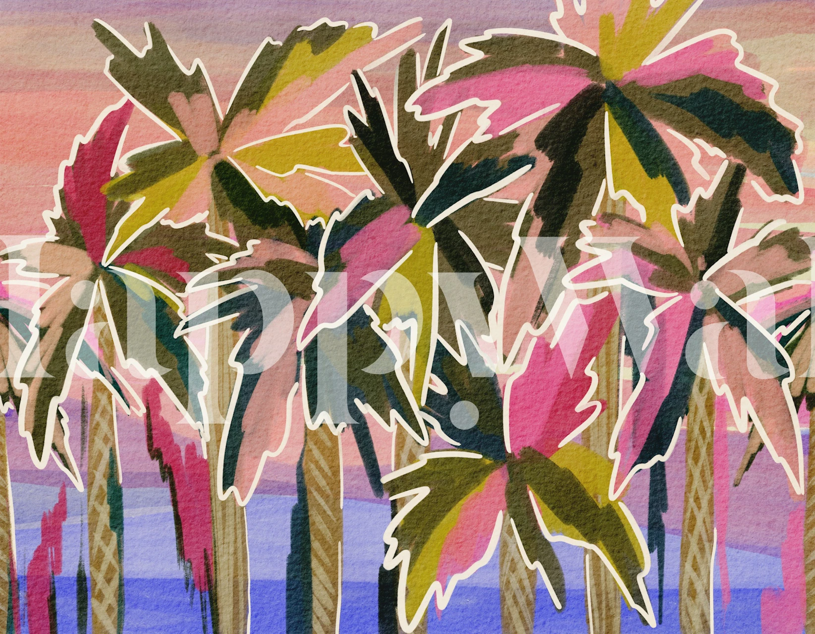 Vibrant Coastal Palms carta da parati
