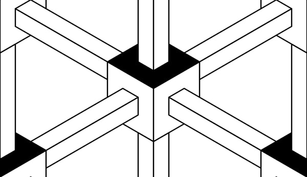 Optical Illusion Cube weave - black & white S