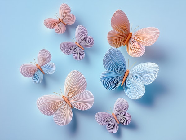 Soft Pastel Butterflies Floating