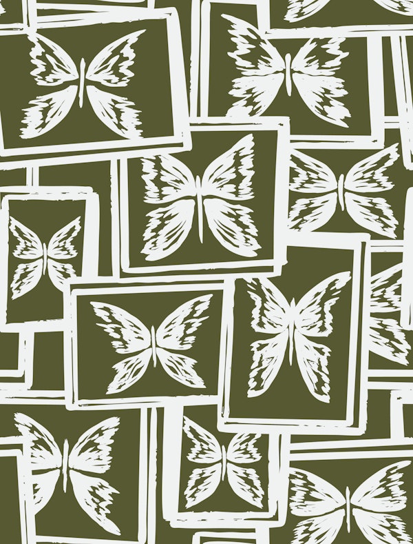 Bold Butterfly Collage Green