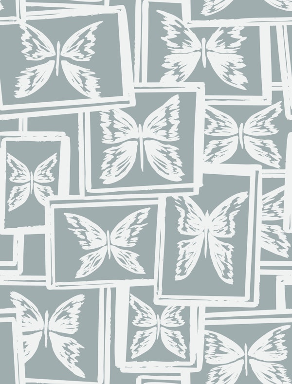 Bold Butterfly Collage Dusty Blue