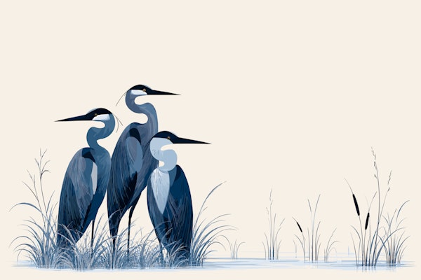 Modern Blue Heron Scene