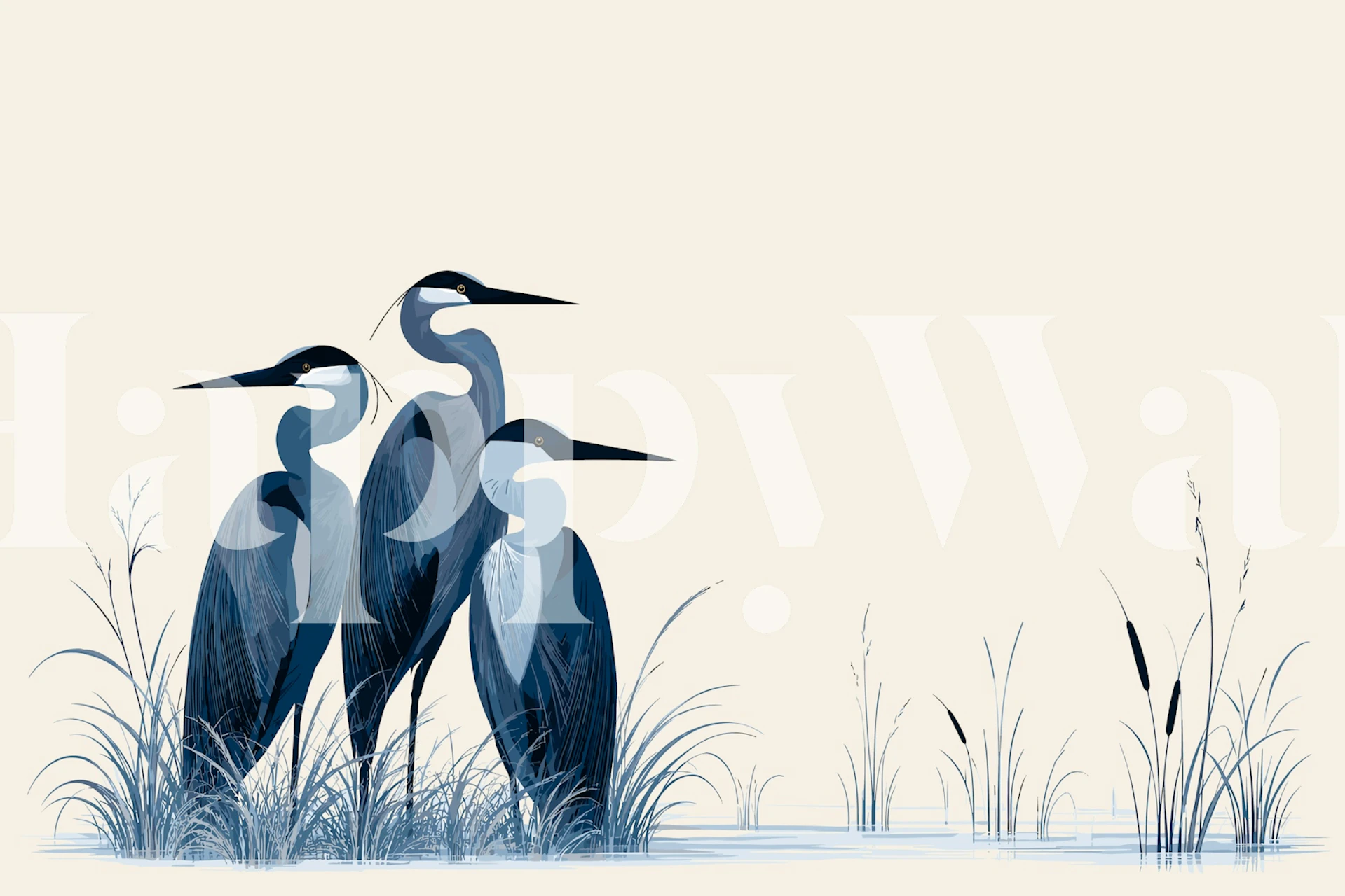 Modern Blue Heron Scene wallpaper