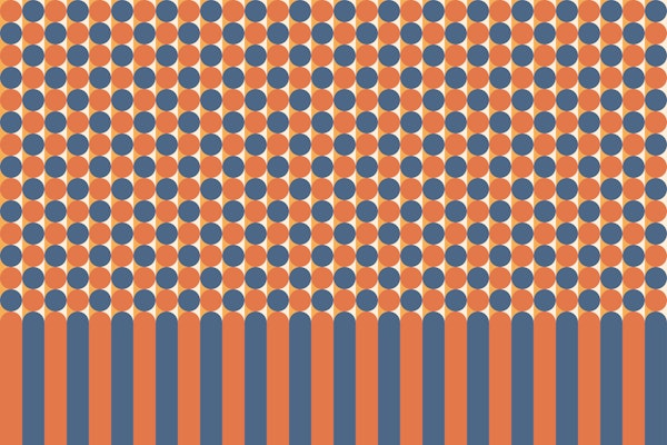 Geometric Polka Dot Stripes - Blue & Orange