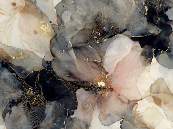 Midnight Bloom Gold Veins