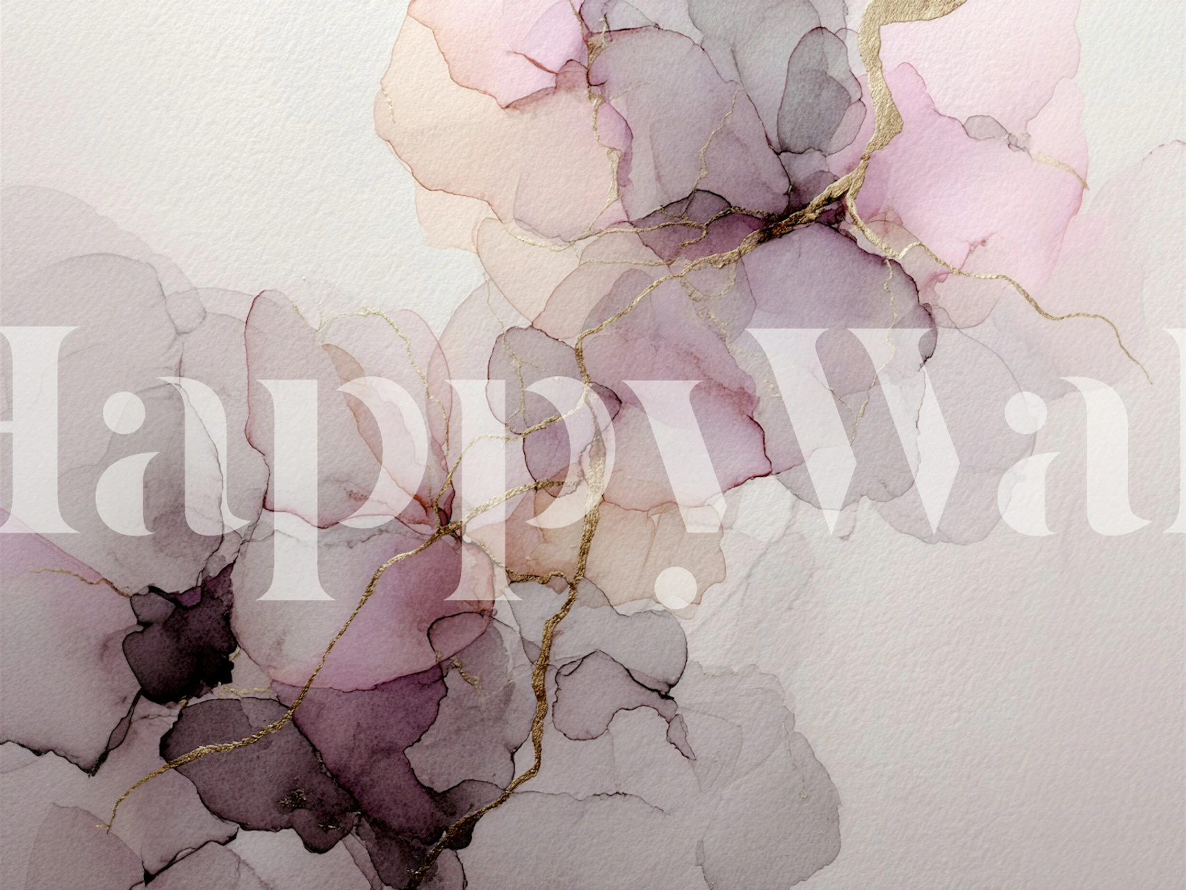Blush mauve alcohol ink floral wallpaper in room