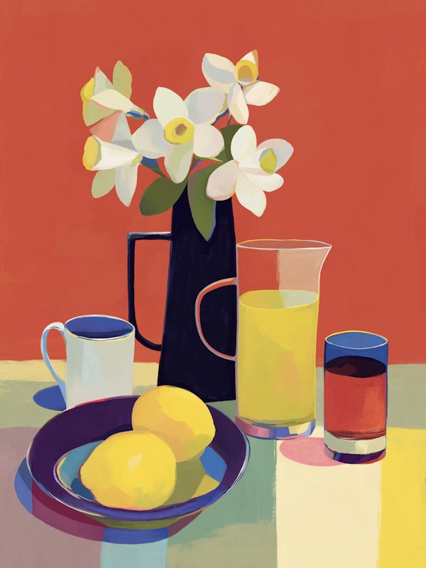Daffodils and Lemons Still Life