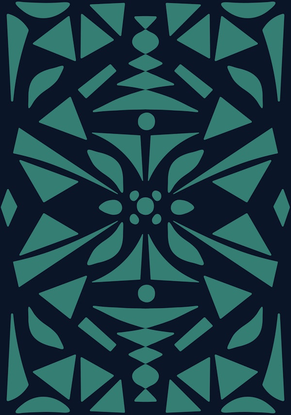 Teal Geometric Folk Symmetry