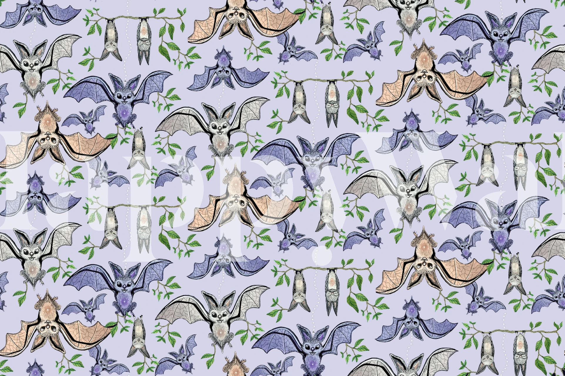 Midnight Creatures carta da parati viola in una stanza