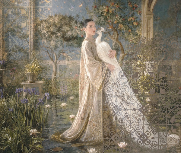 Lady With White Peacock