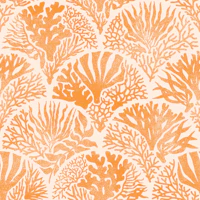 Coastal Block Print Deco - Tangerine - medium tapete