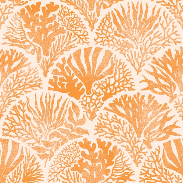 Coastal Block Print Deco - Tangerine - medium