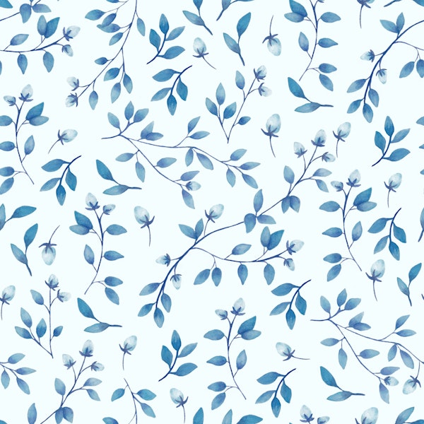 Soft Blue Botanical Leaves