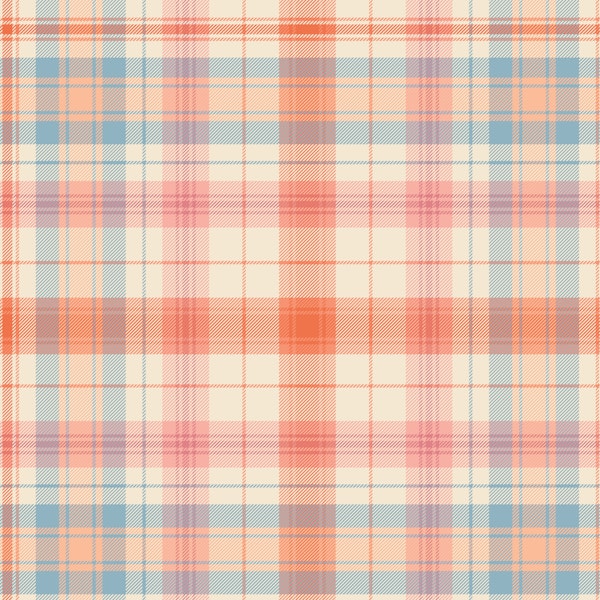 Coral Blue Plaid Grid