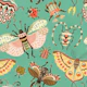 Whimsical bugs aquagreen - medium scale