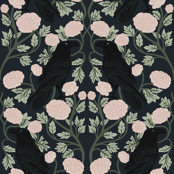 Gothic Raven Floral Garden