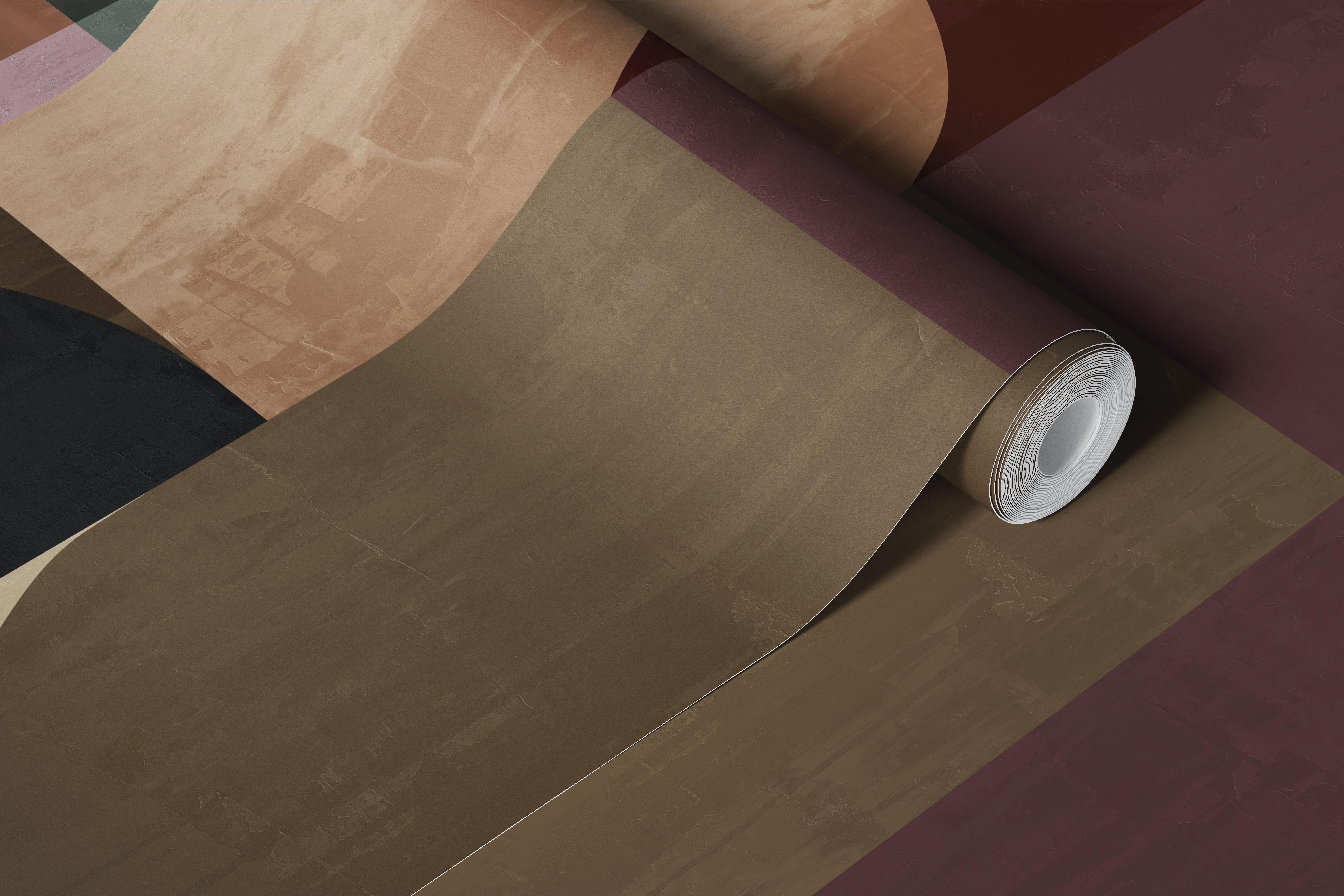 Papel pintado abstracto en tonos neutros cálidos en una habitación moderna