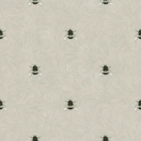 Tiny Bumblebees on Foliage - Khaki tapete