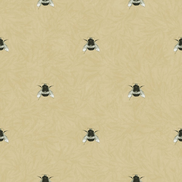 Tiny Bumblebees on Foliage - Honey Yellow