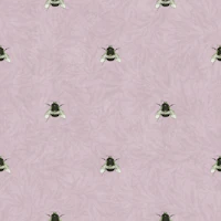Tiny Bumblebees on Foliage - Dusty Pink tapete