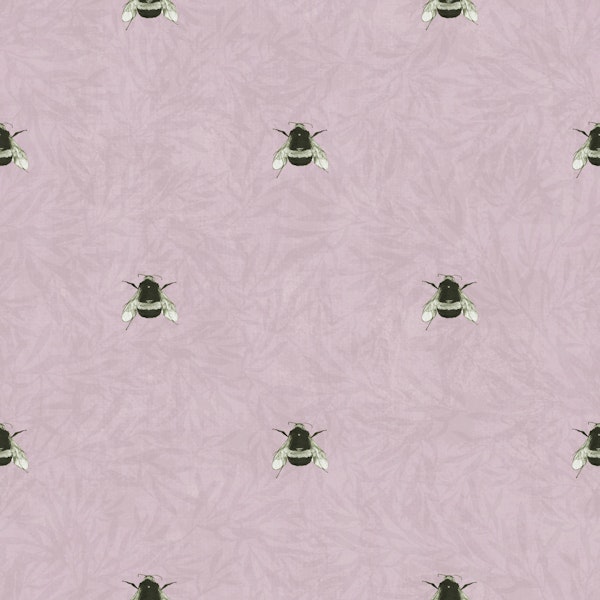Tiny Bumblebees on Foliage - Dusty Pink