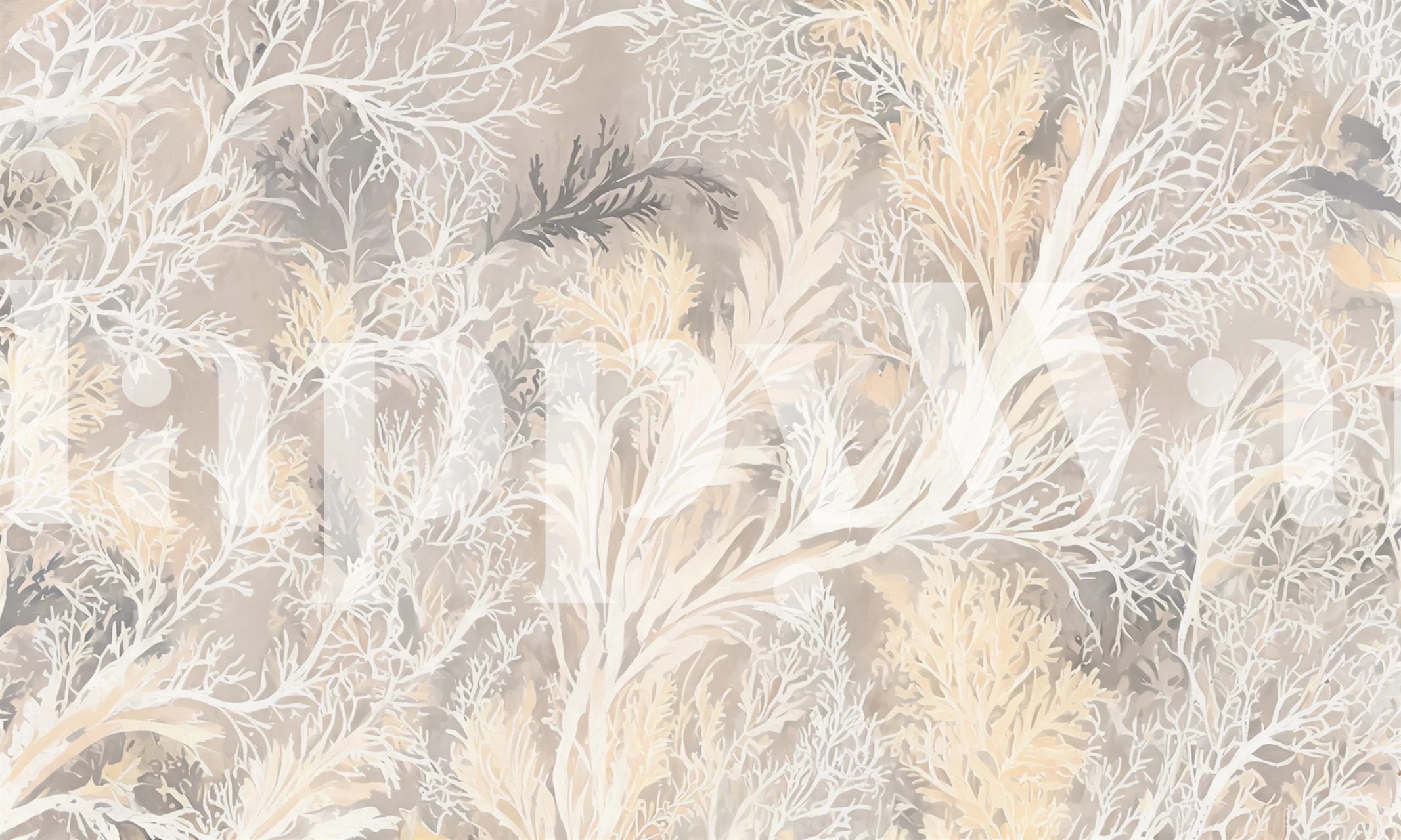 Soft beige moss wallpaper in a neutral room