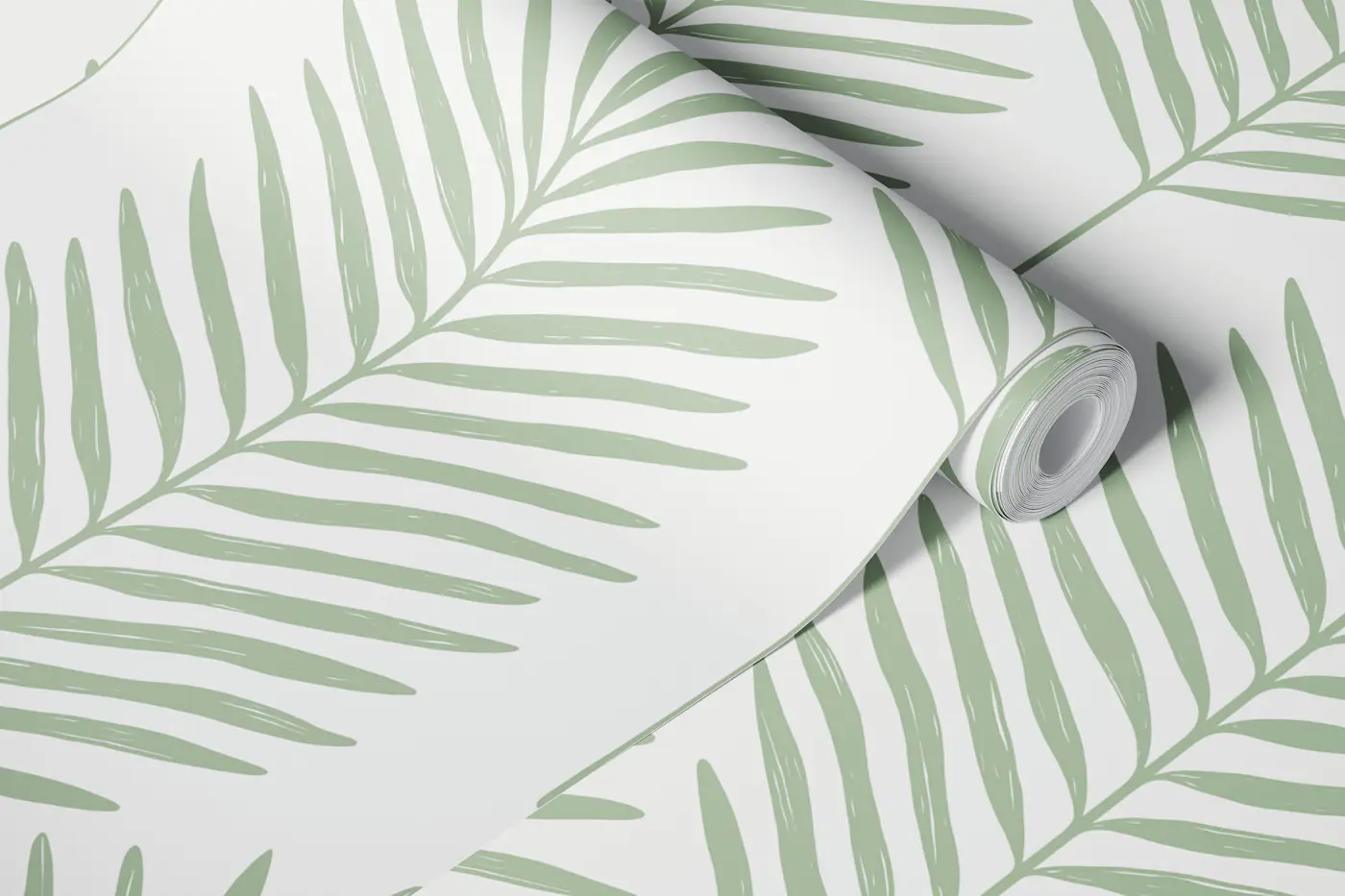 Modern Coastal Palm Fronds - Sage Green 2 wallpaper roll