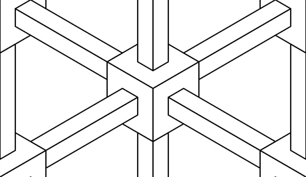 Optical Illusion Cubes - black white lines -S