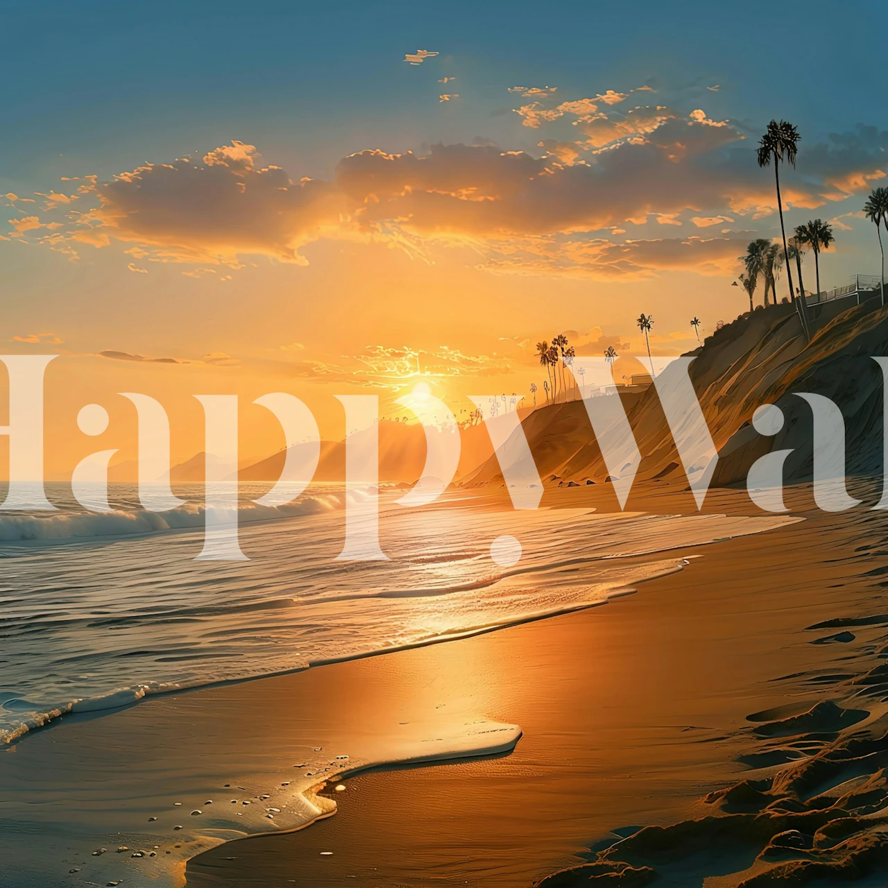 California beach sunset wallpaper in a room
