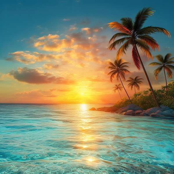 Tropical Palm Beach Sunset
