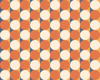 Geometric circus dots bold orange & cream tapete